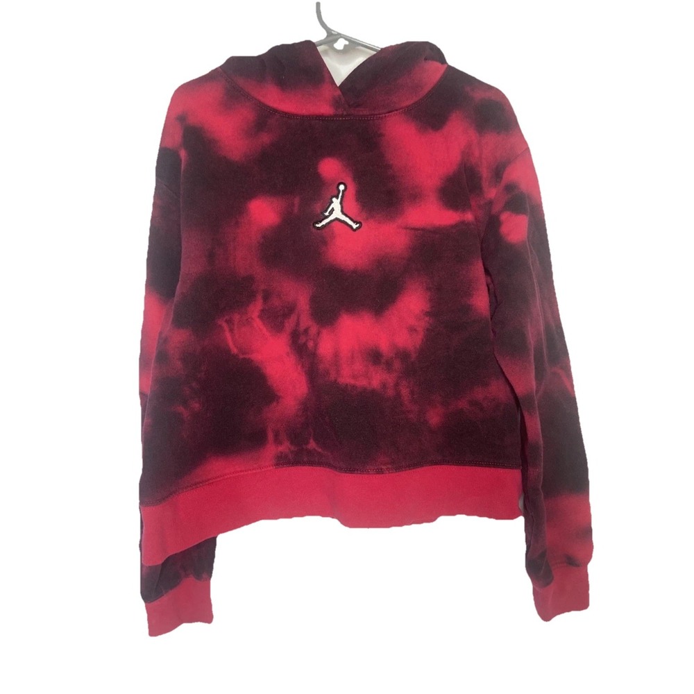 Jordan Boys Red Black Tie Dye Jumpman Pullover Hoodie Size 6X‎